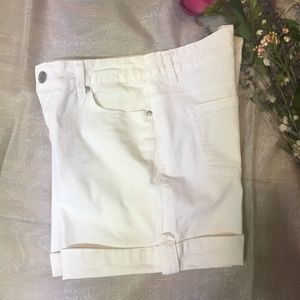 Nine West Off-White Cuffed Stretch Denim Shorts